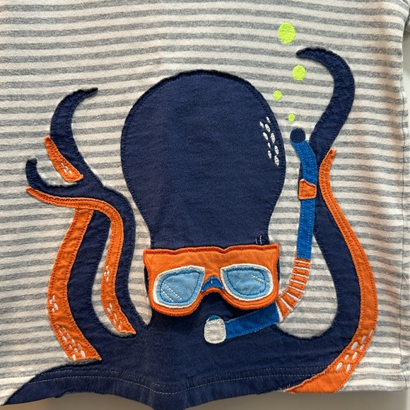 Mini Boden short sleeve appliqué octopus shirt with peek a boo eyes 👀 size 6-7y - Picture 2 of 5